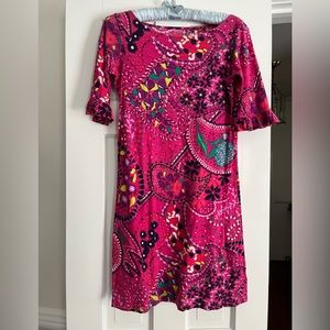 Lilly Pulitzer vintage 100% cotton dark pink bohemian print – fabulous dress!❤️